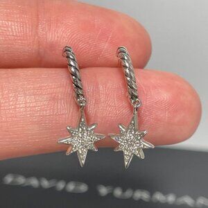 Authentic David Yurman North Star Dangle Hoop Earrings with Diamonds